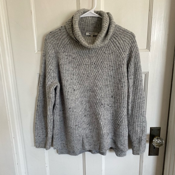 Madewell Sweaters - Madewell Light Gray Donegal Mercer Turtleneck Sweater in Coziest Yarn size med